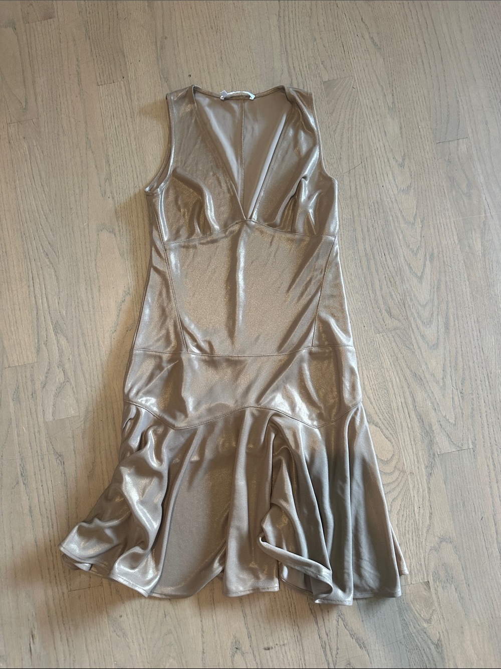 10 Crosby Derek Lam Metallic Taupe Midi Dress
